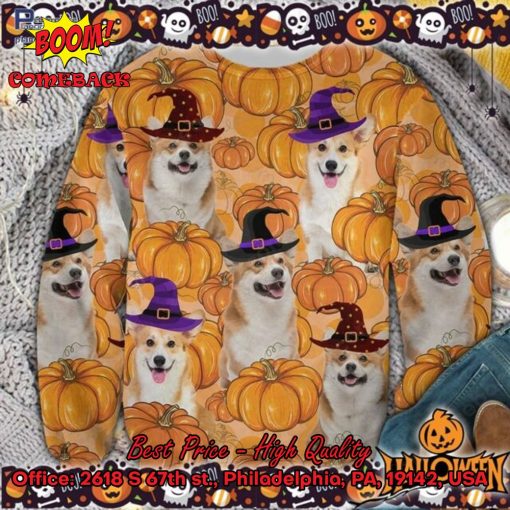 Pembroke Welsh Corgi Pumpkin Halloween Ugly Christmas Sweater