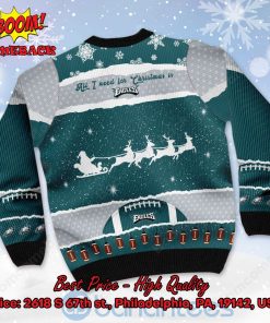 philadelphia eagles all i need for christmas is eagles custom name number ugly christmas sweater 3 d30cZ