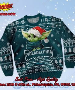 philadelphia eagles baby yoda santa hat ugly christmas sweater 2 cf6hd