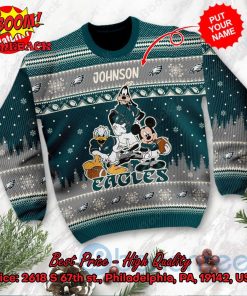 philadelphia eagles disney characters personalized name ugly christmas sweater 2 TztnP