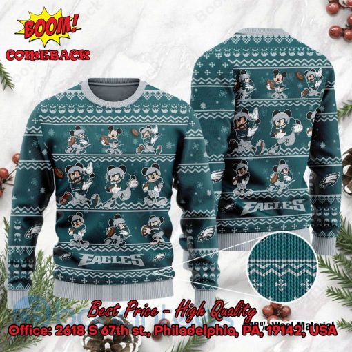 Philadelphia Eagles Mickey Mouse Postures Style 1 Ugly Christmas Sweater