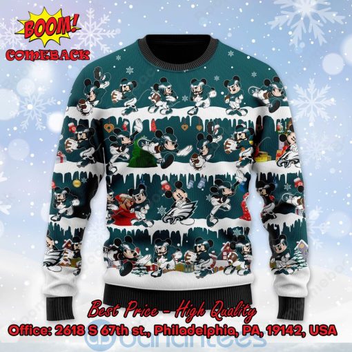 Philadelphia Eagles Mickey Mouse Postures Style 2 Ugly Christmas Sweater