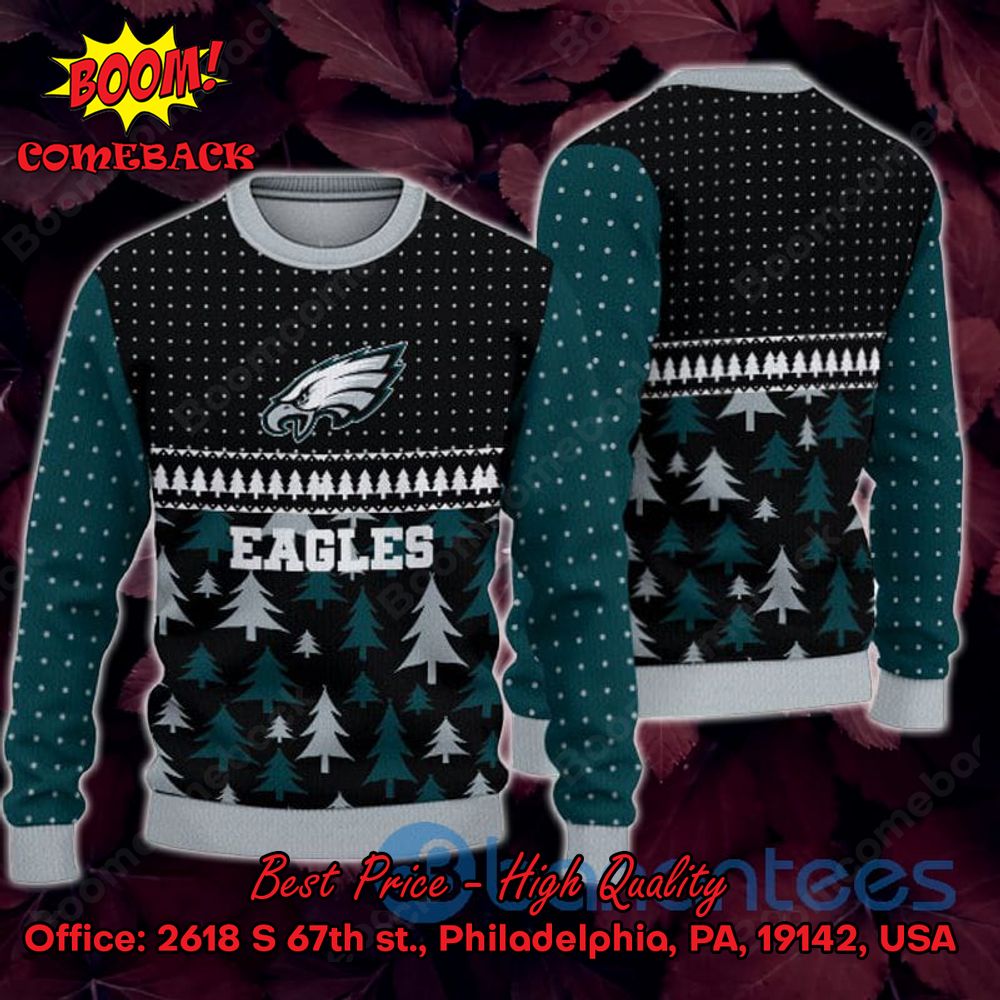 Philadelphia Eagles Happy Santa Claus On Chimney Ugly Christmas Sweater