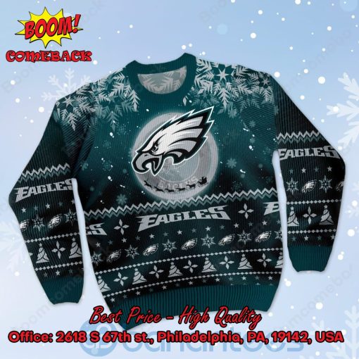 Philadelphia Eagles Santa Claus In The Moon Ugly Christmas Sweater
