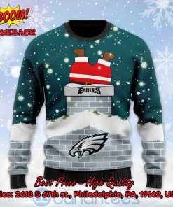 philadelphia eagles santa claus on chimney personalized name ugly christmas sweater 2 1kLJF