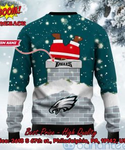 philadelphia eagles santa claus on chimney personalized name ugly christmas sweater 3 CBvEw