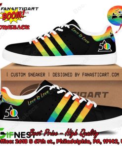 Pink Floyd LGBT Stripes Love Is Love Style 2 Adidas Stan Smith Shoes