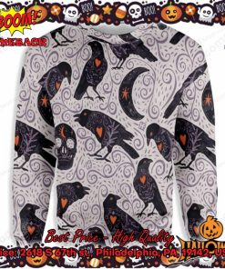 Raven And Skull Halloween Ugly Christmas Sweater