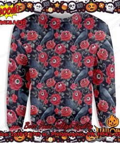 Rose Raven Darkness Halloween Ugly Christmas Sweater