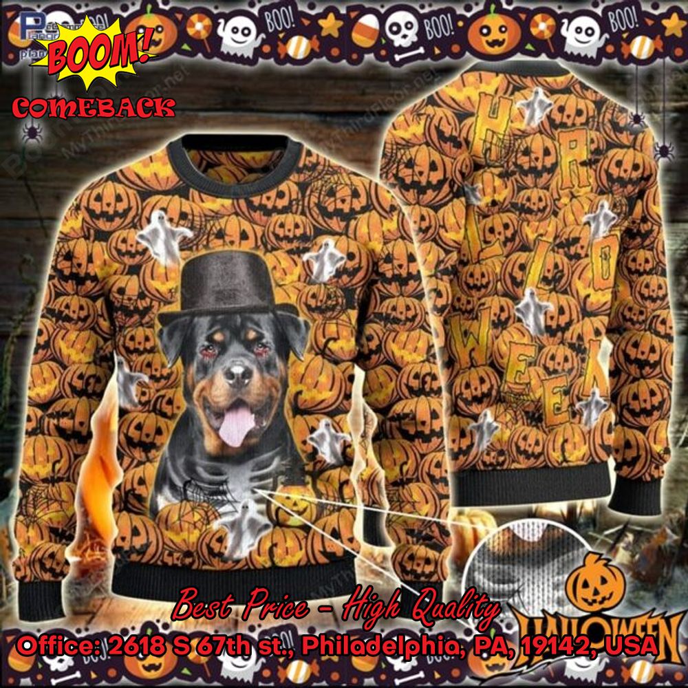 Rottweilers Ghost Halloween Ugly Christmas Sweater