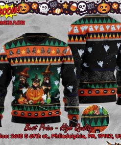 Rottweilers Witch Hat Halloween Ugly Christmas Sweater