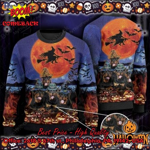 Rottweilers Witch Moon Halloween Ugly Christmas Sweater