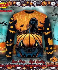 Scary Pumpkin RIP Halloween Ugly Christmas Sweater