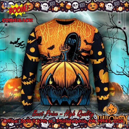 Scary Pumpkin RIP Halloween Ugly Christmas Sweater