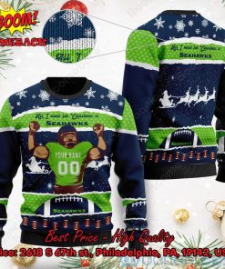 Seattle Seahawks All I Need For Christmas Is Seahawks Custom Name Number Ugly Christmas Sweater