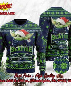 Seattle Seahawks Baby Yoda Santa Hat Ugly Christmas Sweater