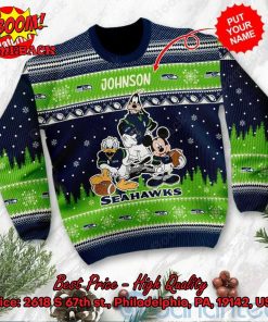 seattle seahawks disney characters personalized name ugly christmas sweater 2 cQKYl
