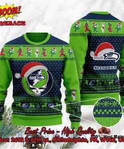 Seattle Seahawks Grateful Dead Santa Hat Ugly Christmas Sweater