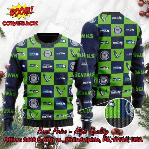 Seattle Seahawks Logos Ugly Christmas Sweater