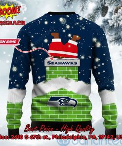 seattle seahawks santa claus on chimney personalized name ugly christmas sweater 3 8Z8MZ