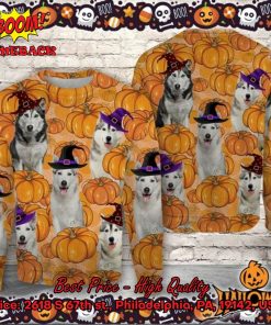 Siberian Husky Pumpkin Halloween Ugly Christmas Sweater