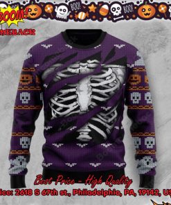 Skeleton Rib Cage Halloween Ugly Christmas Sweater