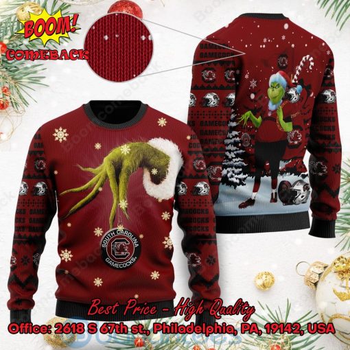 South Carolina Gamecocks Grinch Candy Cane Ugly Christmas Sweater