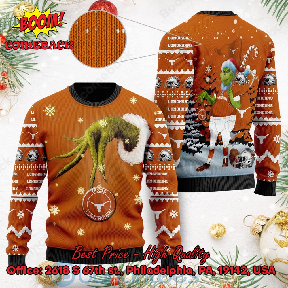 Texas Longhorns Grinch Candy Cane Ugly Christmas Sweater