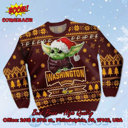 Washington Redskins Baby Yoda Santa Hat Ugly Christmas Sweater