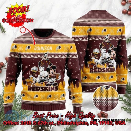 Washington Redskins Disney Characters Personalized Name Ugly Christmas Sweater