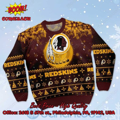 Washington Redskins Santa Claus In The Moon Ugly Christmas Sweater