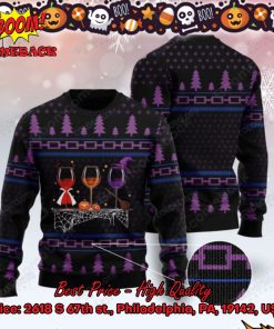 Wine Spider Web Halloween Ugly Christmas Sweater