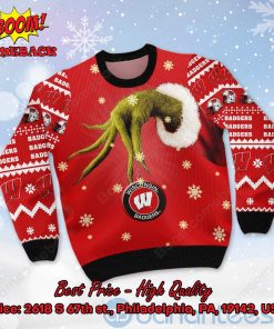 Wisconsin Badgers Grinch Candy Cane Ugly Christmas Sweater