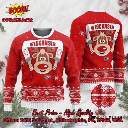 Wisconsin Badgers Reindeer Ugly Christmas Sweater