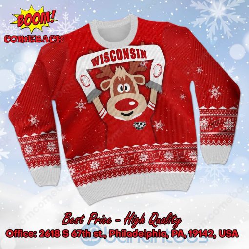 Wisconsin Badgers Reindeer Ugly Christmas Sweater