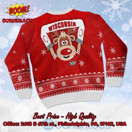 Wisconsin Badgers Reindeer Ugly Christmas Sweater