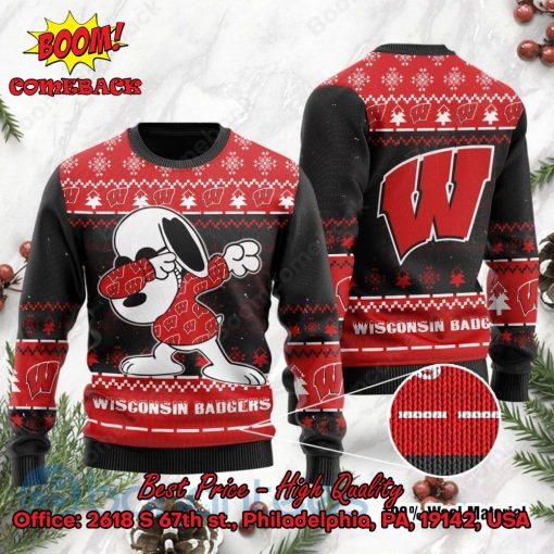 Wisconsin Badgers Snoopy Dabbing Ugly Christmas Sweater