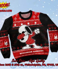 wisconsin badgers snoopy dabbing ugly christmas sweater 2 UmM7P
