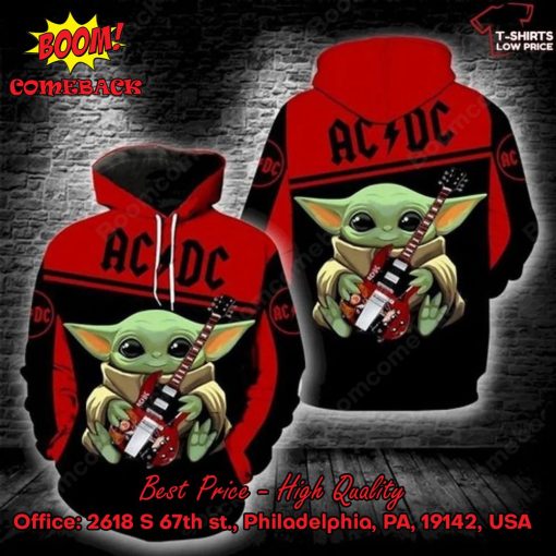 ACDC Rock Band Baby Yoda 3d Printed Hoodie