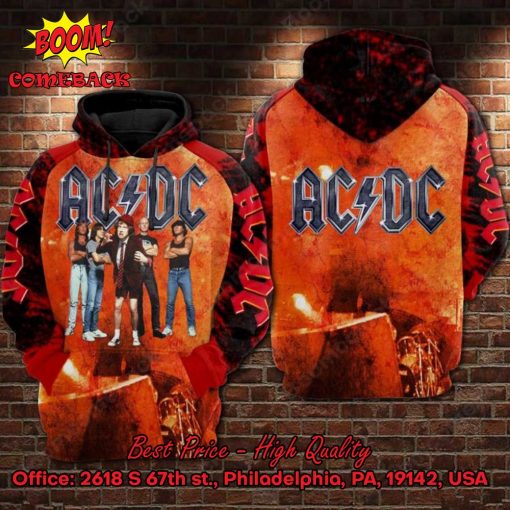 ACDC Rock Band Orange 3d Printed Hoodie