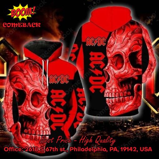 ACDC Rock Band Red Skull 3d Printed Hoodie