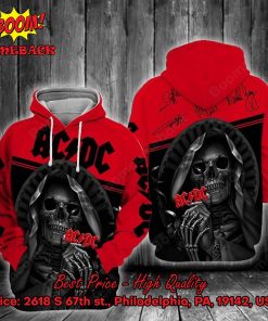 ACDC Rock Band Signatures Grim Reaper 3d Printed Hoodie