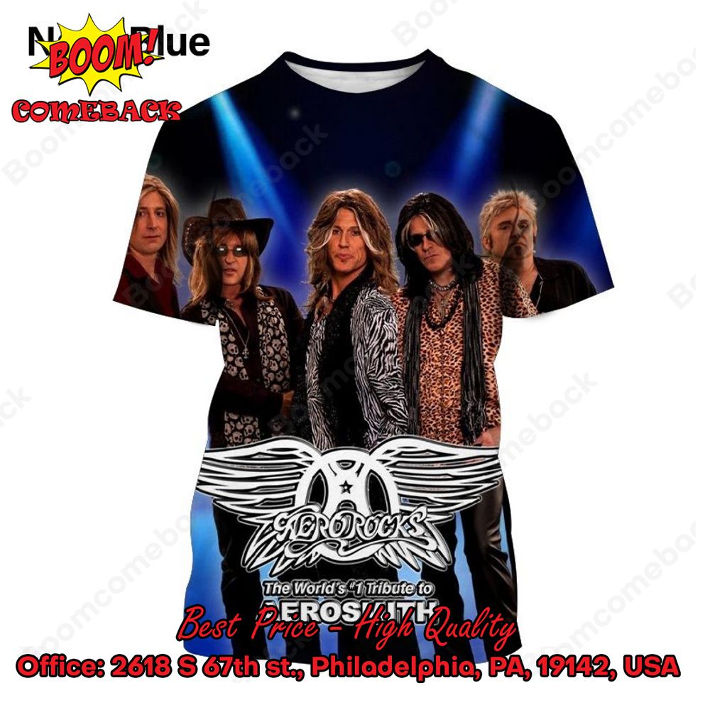 Aerosmith Rock Band Logo Blue 3d Printed T-shirt Hoodie