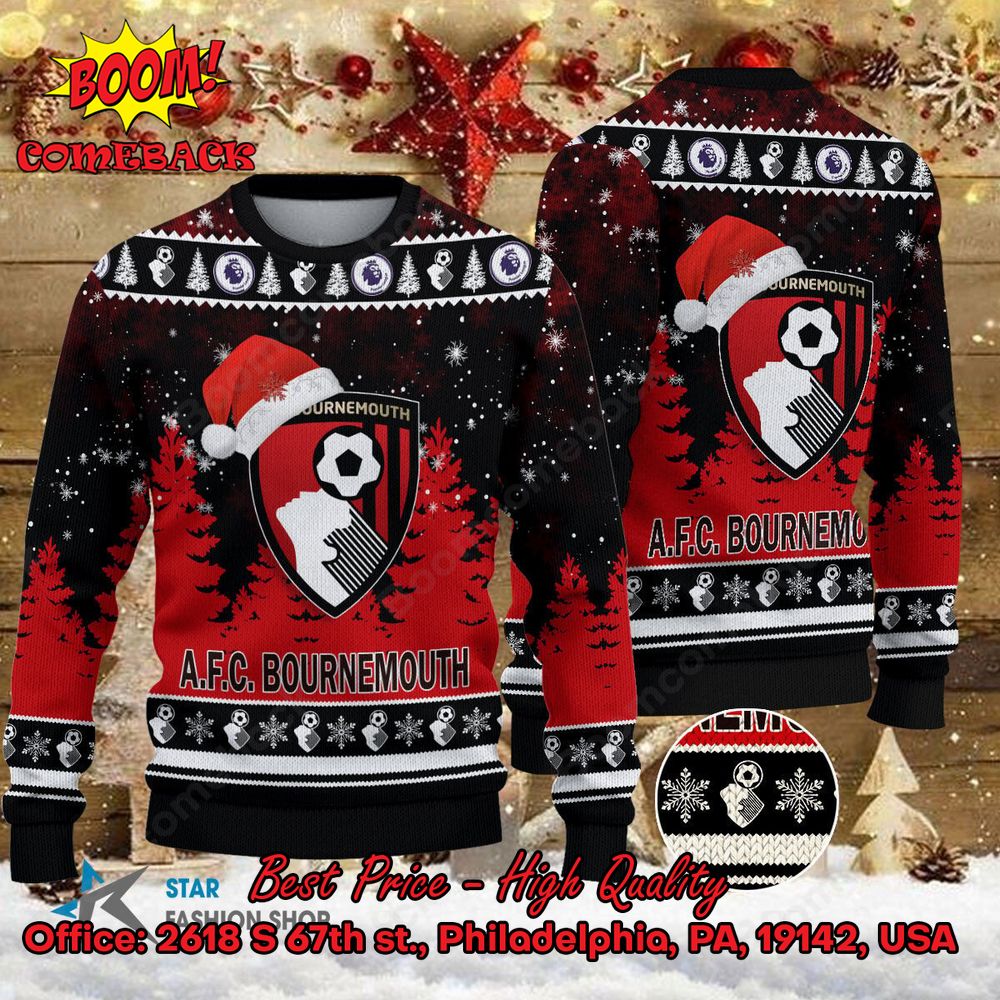 AFC Bournemouth Custom Name And Number Ugly Christmas Sweater