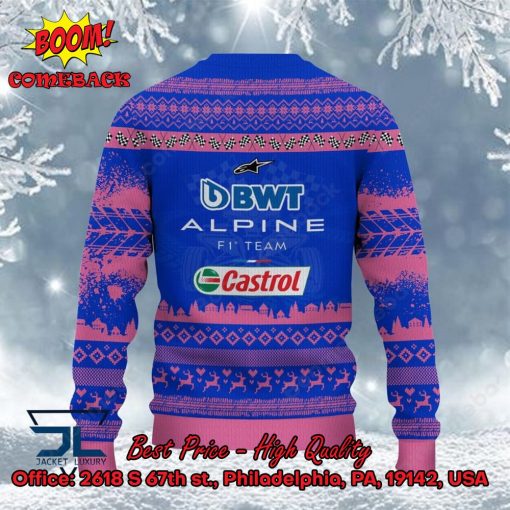 Alpine F1 Team Personalized Name Ugly Christmas Sweater