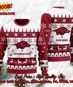 Arkansas Razorbacks Personalized Name Ugly Christmas Sweater