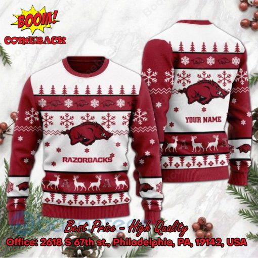 Arkansas Razorbacks Personalized Name Ugly Christmas Sweater