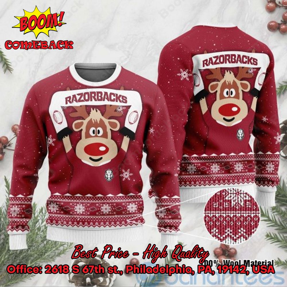 Arkansas Razorbacks Reindeer Ugly Christmas Sweater