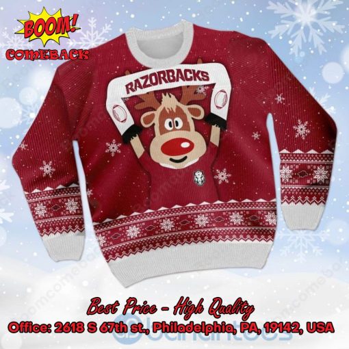 Arkansas Razorbacks Reindeer Ugly Christmas Sweater