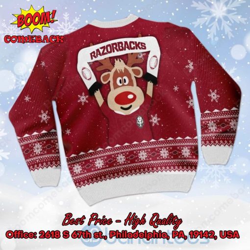 Arkansas Razorbacks Reindeer Ugly Christmas Sweater